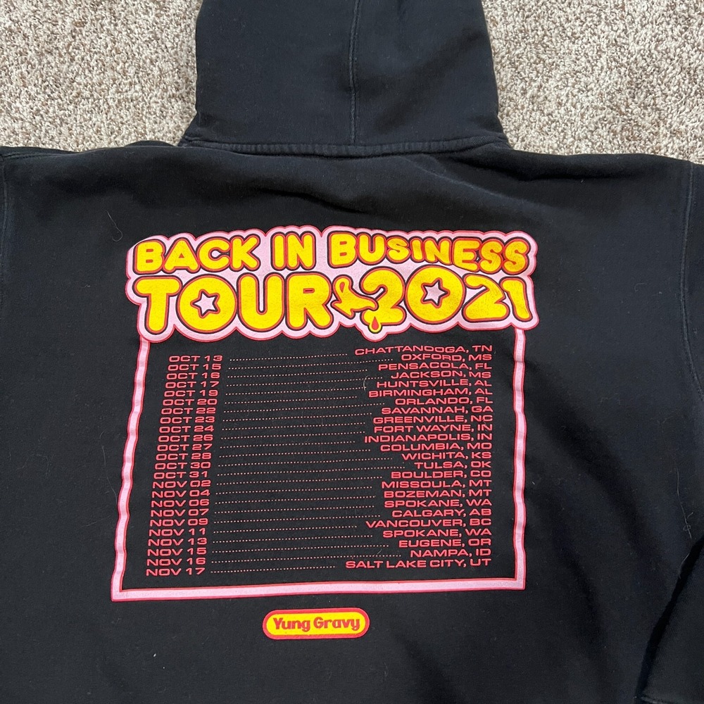 Yung Gravy 2021 Back in Business Tour Merch Hoodie Mens L Yung Gravy Black Music